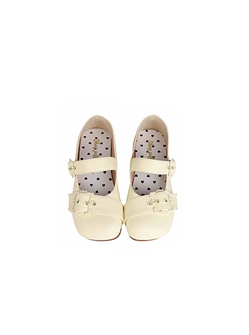 Sheep Curls Series Sweet Lolita Picture Frame Shoe Buckle Retro Mary Jane Love Polka Dots Soft Sole Shoes