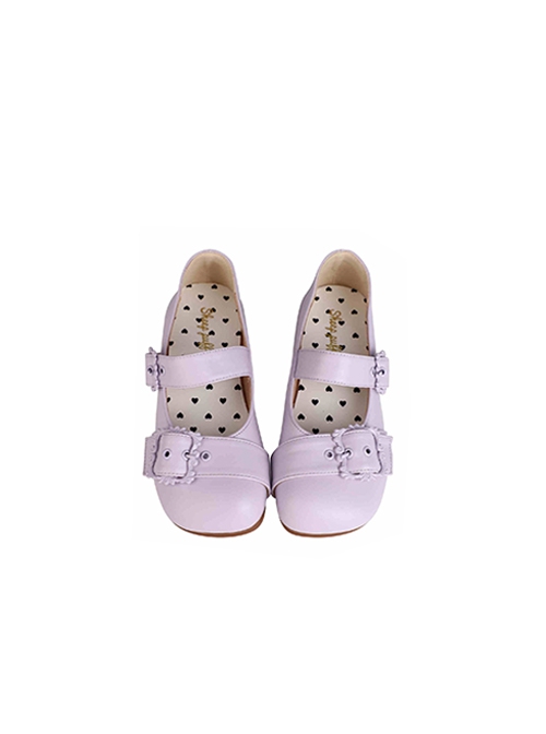 Sheep Curls Series Sweet Lolita Picture Frame Shoe Buckle Retro Mary Jane Love Polka Dots Soft Sole Shoes