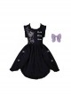 Hidden Fragrance Series Elelgant Chinoiserie Purple Drawstring Petal Collar Classic Lolita Dress Lily Embroidery Apron Set