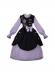 Hidden Fragrance Series Elelgant Chinoiserie Purple Drawstring Petal Collar Classic Lolita Dress Lily Embroidery Apron Set