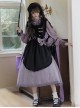 Hidden Fragrance Series Elelgant Chinoiserie Purple Drawstring Petal Collar Classic Lolita Dress Lily Embroidery Apron Set