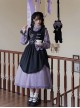 Hidden Fragrance Series Elelgant Chinoiserie Purple Drawstring Petal Collar Classic Lolita Dress Lily Embroidery Apron Set