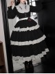 Castle Night Series Spider Web Embroidery Doll Collar Spliced Ruffles Gothic Lolita Lantern Sleeves Dress