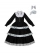 Castle Night Series Spider Web Embroidery Doll Collar Spliced Ruffles Gothic Lolita Lantern Sleeves Dress