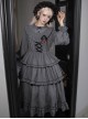 Castle Night Series Spider Web Embroidery Doll Collar Spliced Ruffles Gothic Lolita Lantern Sleeves Dress