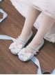 Pearl Sugar Series Elegant Satin Bowknot Pretty Sweet Lolita Double Straps Round Toe PU Flat Shoes