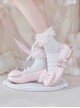 Pearl Sugar Series Elegant Satin Bowknot Pretty Sweet Lolita Double Straps Round Toe PU Flat Shoes