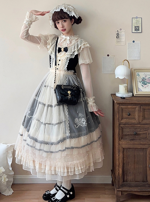 Sweet Lover Series Versatile Black Checkered Pattern Exquisite Straps Bowknot Classic Lolita Crossbody Bag