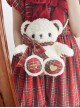 Christmas New Year Red Checkered Pattern Sweet Lolita Kawaii Plush Bear Doll Crossbody Bag Backpack