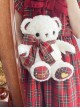 Christmas New Year Red Checkered Pattern Sweet Lolita Kawaii Plush Bear Doll Crossbody Bag Backpack