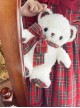 Christmas New Year Red Checkered Pattern Sweet Lolita Kawaii Plush Bear Doll Crossbody Bag Backpack