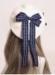 Winter Japanese Style Plaid Pattern Bowknot Cute Sweet Lolita Wavy Stripe Round Beret