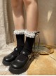 Cute Girl Ribbon Bowknot Chiffons Lace Ruffles Sweet Lolita Middle Short Tube Cotton Socks