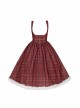 Wish Appointment Series Christmas New Year Elegant Sweet Lolita Red Plaid Plush Edge Suspender Long Dress