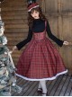 Wish Appointment Series Christmas New Year Elegant Sweet Lolita Red Plaid Plush Edge Suspender Long Dress