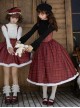 Wish Appointment Series Christmas New Year Elegant Sweet Lolita Red Plaid Plush Edge Suspender Long Dress