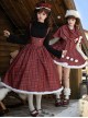 Wish Appointment Series Christmas New Year Elegant Sweet Lolita Red Plaid Plush Edge Suspender Long Dress