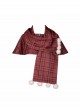 Wish Appointment Series Christmas Cute Sweet Lolita Red Plaid Hairball Short Woolen Scarf Cape