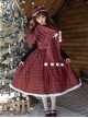 Wish Appointment Series Christmas Cute Sweet Lolita Red Plaid Hairball Short Woolen Scarf Cape