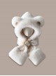 Winter Warm Cute Bear Kawaii Fashion Thickened Windproof Tab Plush Hat Splicing Short Scarf