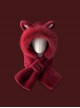 Winter Windproof Warm Cute 3D Fox Angola Red Kawaii Fashion Ears Plush Hat Splicing Short Scarf