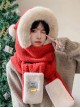 Santa Claus Winter Warm Kawaii Fashion Cute Plush Hairball Pointed Hat Splicing Long Scarf Gloves