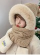 Santa Claus Winter Warm Kawaii Fashion Cute Plush Hairball Pointed Hat Splicing Long Scarf Gloves