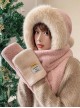 Santa Claus Winter Warm Kawaii Fashion Cute Plush Hairball Pointed Hat Splicing Long Scarf Gloves