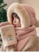 Santa Claus Winter Warm Kawaii Fashion Cute Plush Hairball Pointed Hat Splicing Long Scarf Gloves