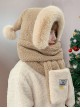 Santa Claus Winter Warm Kawaii Fashion Cute Plush Hairball Pointed Hat Splicing Long Scarf Gloves