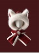 Winter Warm Fried Hair Fox Ears White Fur Edge Kawaii Fashion Ears Protection Short Scarf Red Cycling Hat