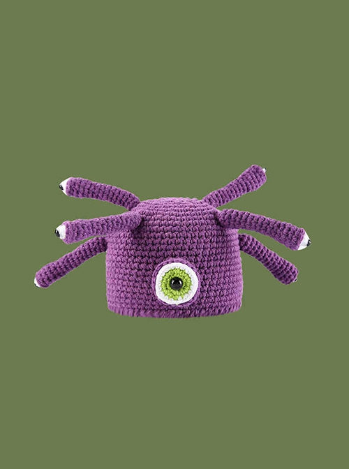 Purple Squid Cute Marine Animals Childlike Cartoon Funny Kawaii Fashion Winter Warm Woolen Hat