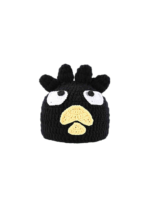 Little Cock Yellow Chicken Beak Winter Warm Cute Childlike Cartoon Funny Kawaii Fashion Woolen Black Hat