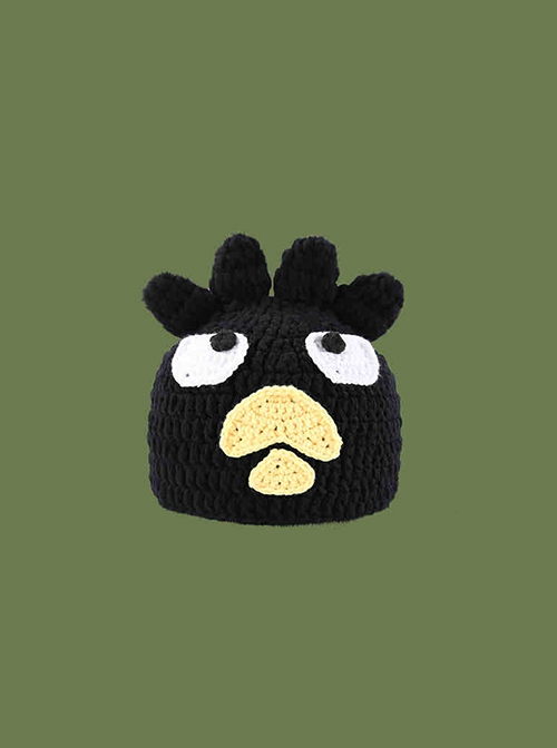 Little Cock Yellow Chicken Beak Winter Warm Cute Childlike Cartoon Funny Kawaii Fashion Woolen Black Hat