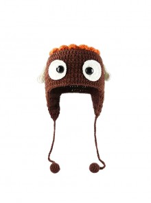 Monster Hunt Wuba Cartoon Brown Kawaii Fashion Winter Warm Woolen Ear Protective Tassel Ball Hat