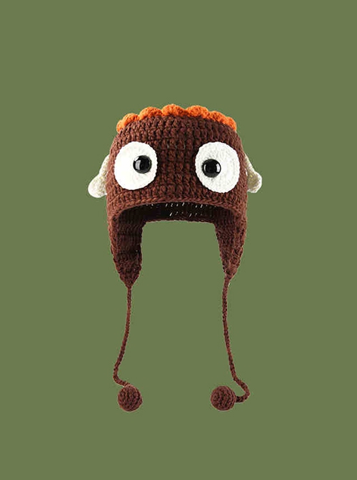 Monster Hunt Wuba Cartoon Brown Kawaii Fashion Winter Warm Woolen Ear Protective Tassel Ball Hat