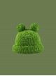 Green Plush Frog Big Eyes Childlike Cute Kawaii Fashion Protection Winter Warm Bucket Hat