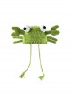 Green Small Crab Childlike Cute Kawaii Fashion Protection Winter Warm Woolen Yarn Tassel Hat