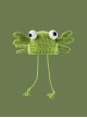 Green Small Crab Childlike Cute Kawaii Fashion Protection Winter Warm Woolen Yarn Tassel Hat