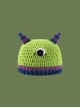 Purple Blue Corner Cyclops Kawaii Fashion Protection Funny Winter Warm Woolen Yarn Green Bucket Hat