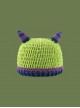 Purple Blue Corner Cyclops Kawaii Fashion Protection Funny Winter Warm Woolen Yarn Green Bucket Hat