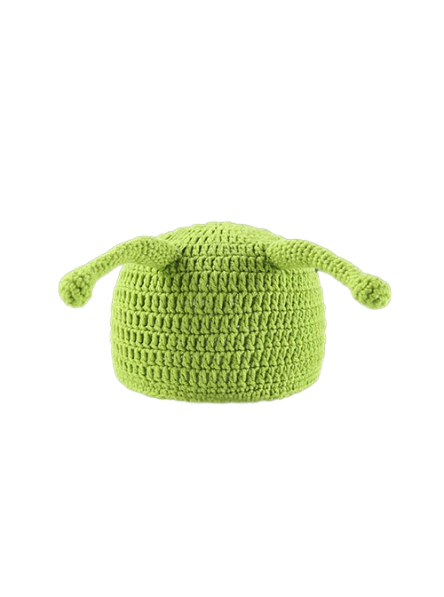 Bare Little Ant Antenna Green Kawaii Fashion Protection Funny Winter Warm Woolen Yarn Hat