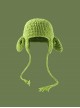 Big Ear Pig Green Kawaii Fashion Versatile Funny Childlike Warm Winter Ear Protection Windproof Woolen Yarn Hat