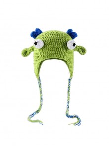 Blue Ears Big Fish Head Kawaii Fashion Funny Childlike Warm Winter Ear Protection Windproof Green Woolen Yarn Hat