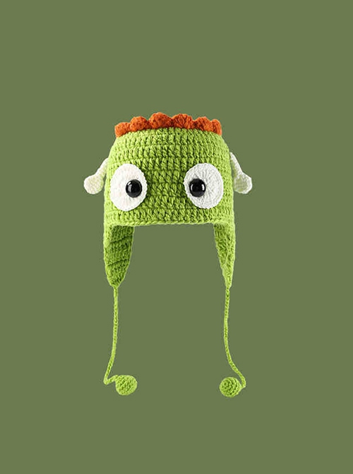 Winter Warm Green Tassel Monster Hunt Wuba Childlike Cute Kawaii Fashion Ear Protection Cycling Wool Hat