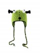 Funny Green Bulging Eyes Aggrieved Monster Childlike Kawaii Fashion Ear Protection Cycling Wool Tassel Hat