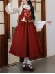 As You Wish Series Chinoiserie New Year Festive Red Sweet Lolita Long Overalls Skirt Shirt Plush Vest Tassel Hairpin Set