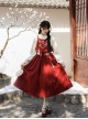 As You Wish Series Chinoiserie New Year Festive Red Sweet Lolita Long Overalls Skirt Shirt Plush Vest Tassel Hairpin Set