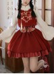 As You Wish Series New Year Festive Chinoiserie Red Sweet Lolita Short Overalls Skirt Shirt Plush Glowing Tassel Vest Set