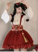 As You Wish Series New Year Festive Chinoiserie Red Sweet Lolita Short Overalls Skirt Shirt Plush Glowing Tassel Vest Set